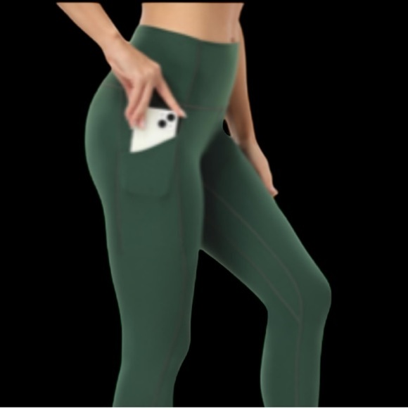 NWT YUNOGA Leggings Sz M Pockets High Waist Tummy Control Yoga Pants 25’ inseam - Picture 6 of 8